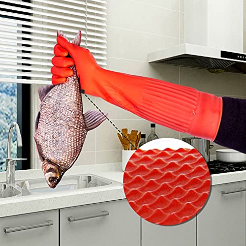 Arms Length Rubber Gloves Household Long Cleaning Gloves Reusable Kitchen Natural Rubber Living Wash Gloves - size: Large - 22" x 4.3"