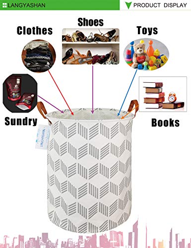 Round Laundry Basket Collapsible Storage Hamper Organizer Gery Wave - color: Gery wave