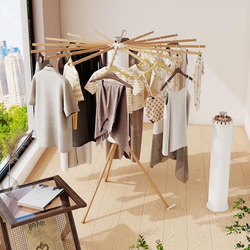 BOQORAD Clothes Drying Rack Foldable,Laundry Drying Rack,Drying Rack Clothing(16 Wood Poles),Clothes Hanger Rack,Laundry Rack Folding,Collapsible,Retractable - style: 16 Wood Poles