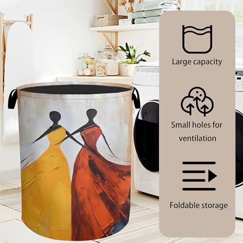 Black Girl Dancing Laundry Basket with Handles - Extra Large Foldable Hamper for Bathroom/Laundry/Bedroom/Dorm, Washable Fabric Storage Bin - color: Black Girl Dancing