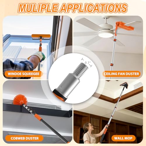 SISUPASSIE Telescoping Extension Pole, Reach to 36FT Telescoping Pole Multi-Purpose 7-30FT Lightweight, Sturdy with Universal Twist-on Metal Tip Extendable for Dusting Painting Window Cleaning - size: 30 Feet