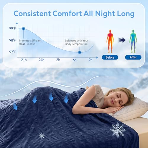 GEMBED Summer Cooling Blanket for Hot Sleepers - King Size, 90"x108" - color: Deep Blue, size: King (108"x90")