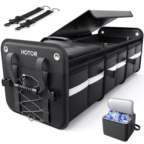 HOTOR Trunk Organizer - Car Organizer and Storage with Cooler Bag for SUV - color: Black, size: 33.1" x 13.0" x 11.8"