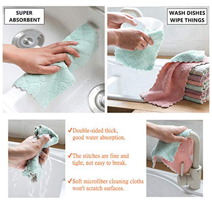 Hypermotion Microfiber Cleaning Cloth, Kitchen Towels, Double-Sided Microfiber Towel Lint Free Highly Absorbent Multi-Purpose Dust and Dirty Cleaning Supplies for Kitchen Car Cleaning. Pack of 12 - color: Multicolor