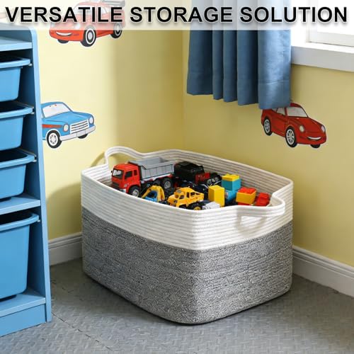 96L Laundry Basket with Handles, Extra Blanket Basket, White/Grey - color: White & Grey, size: 96L