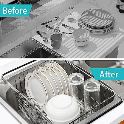 Sink Dish Drainer Rack, Expandable Stainless Steel Dish Drying Rack - color: Small Dish Drying Rack