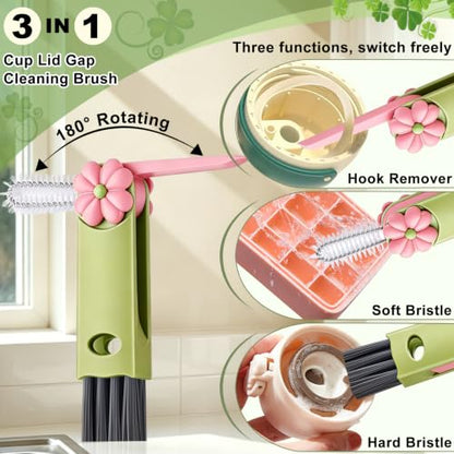 3 in 1 Cup Lid Gap Cleaning Brush, Multifunctional Bottle Lid Cleaner Brush - Home Kitchen Crevice Brush Cleaning Tools for Tight Spaces & Bottle Gaps, Portable Small Brush Red Green Blue - color: Red Green Blue