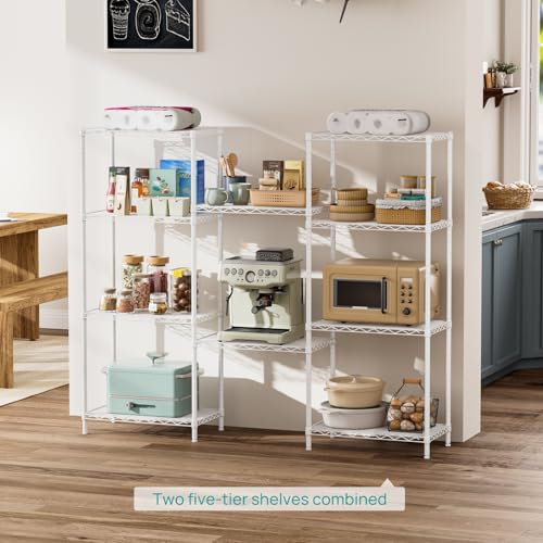 SINGAYE 5 Metal Shelves Wire Shelving Storage Shelf Adjustable Unit Pantry - color: White, size: 5 Tier 14"Dx24"Wx59.5"H