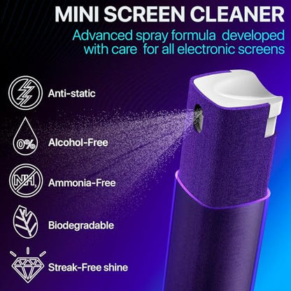 iO CLEAN Mini Screen Cleaner Spray, 2-in-1 Touchscreen Mist Cleaner, Green - color: Green