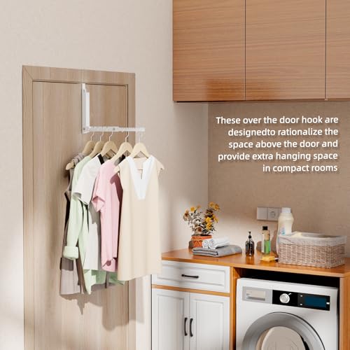 BAKON Over The Door Hanger Folding Clothes Drying Rack, Dorm Room Essentials for Guys Girls, Space Saving Over Door Hooks for Hanging Clothes Coat Towel Robe, College Dorm Essentialsls - 1 Pack - color: 1 Pack, White(Dual Fold)