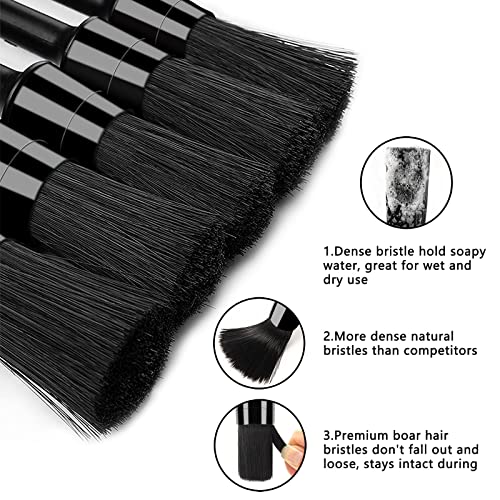 HMPLL 9pcs Auto Car Detailing Brush Set Car Interior Cleaning Kit - color: black