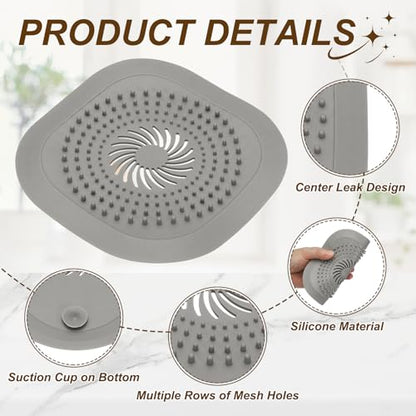 uxcell 2 Pcs Square Drain Cover, 5.9 Inch Shower Hair Catcher Drain Cover for Shower Room Bathtubs Kitchen Sink Laundry Room, Gray - color: Gray
