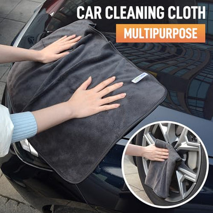 SINLAND Microfiber Car Drying Towels Detailing 16 x 24inch 6 Pack Grey