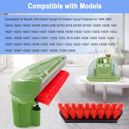 Upgraded 1400B Little Green 5.3" Detachable Tough Stain Brush Tool Replacement for Bissell Little-Green Upright &Portable Carpet Cleaners for 1400B 4075 3860 1425 2458 3194 3353 Series,1+1 Brush,Green - color: (1+1)-green