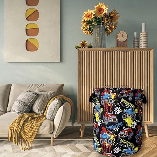 Funny Cars Laundry Basket Oxford Cloth Foldable Hamper 18.9x16.5Inch - color: Funny Abstract Cars Print