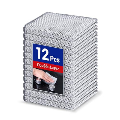 Wangjinpeng 12PK Non-Scratch Steel Wool Dishcloths 9.84X9.84 in - color: 12pcs Double Layer Large Size Silver, size: 9.84x9.84-12pcs