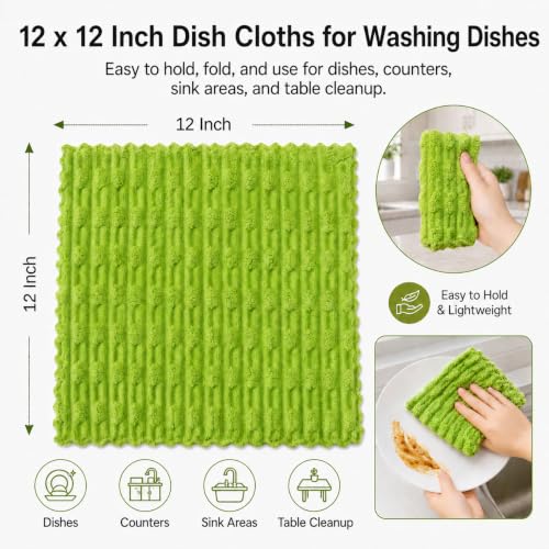 kimteny Microfiber Dish Cloths for Washing Dishes 8 Pack, Lime Green - color: Lime Green, size: 12 x 12 - 8 Pack