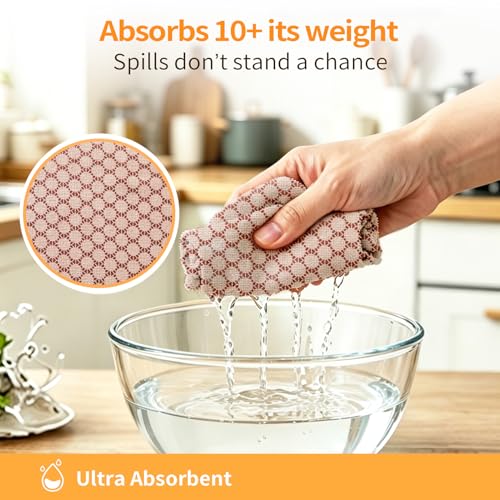 Viraelive Microfiber Cleaning Cloth Roll, 50 Pack, Brown Dot, 12"x12" - color: Brone Dots