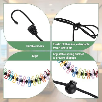 Magnetic Portable Travel Clothesline Set with Clips Essentials for Camping