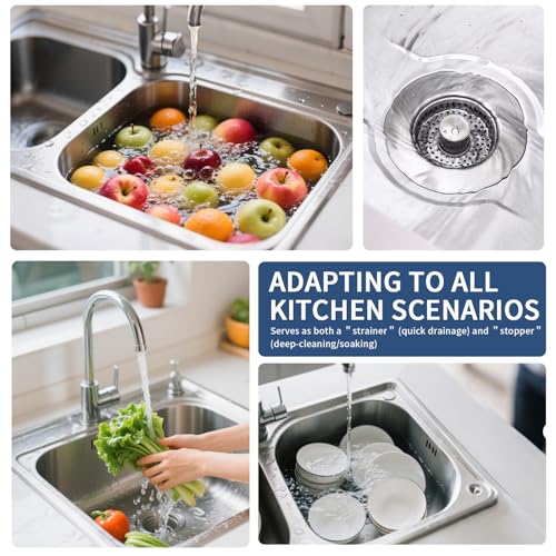 3 in 1 Kitchen Sink Drain Strainer & Pop Up Sink Stopper 2 Pack, Sink Strainer Anti-Clogging Kitchen Sink Basket, Odor-Free Water Catcher, Universal 3-1/2" Fit for US Standard Kitchens - color: Gunmetal Grey