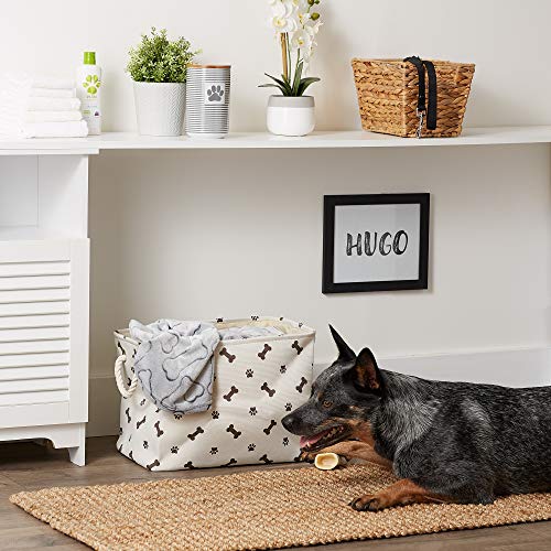 Bone Dry Pet Storage Collection Paw and Bone Print, Medium Rectangle, 16x10x12, Dark Brown - color: Dark Brown, size: Medium Rectangle, 16x10x12"