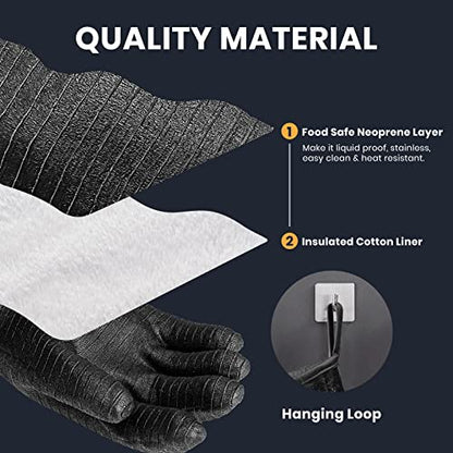 GEEKHOM 18-Inch Heat Resistant BBQ Gloves 932°F Waterproof Long Sleeve Cooking Gloves, Non-Slip Silicone Grip Grill Gloves for Grilling, Smoker, Oven, and Kitchen Use - size: 18 inches