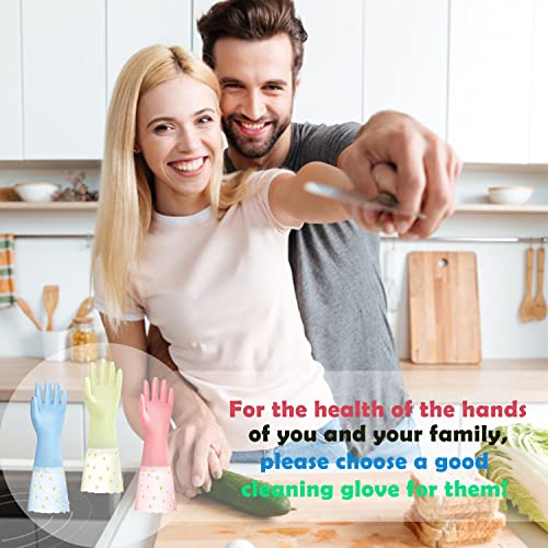 KAQ Dishwashing Gloves - 3 Pairs Reusable Non-Slip Rubber Kitchen Gardening Household Gloves - color: Small