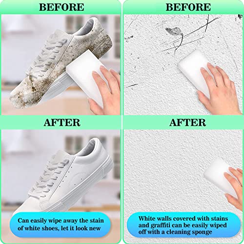 100Pack Magic Sponge Eraser, Melamine Sponge Foam, Non-Scratch Heavy Duty Kitchen Scrub Pads, Multi-Functional Household Cleaning Sponges for Dish, Bathroom, Bathtub, Sink, Cup, Wall Cleaner - color: 100pack