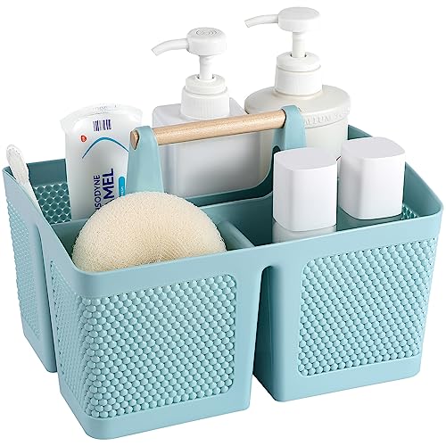 rejomiik Plastic Shower Caddy, Portable Shower Basket with Handle, Blue - color: Blue