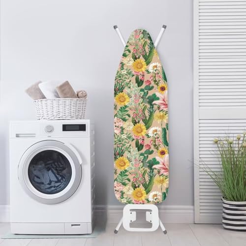 Cactus Ironing Board Cover, Heat Reflective and Stain Resistant 15x54 Thick Padding Heavy Duty Iron Board Replacement Cover - color: Cactus Floral