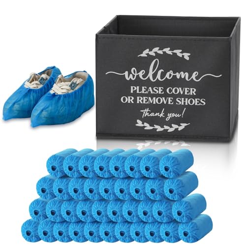 Suzile 200 Pack Disposable Shoe Covers with Dispenser Box, Gray - color: Gray