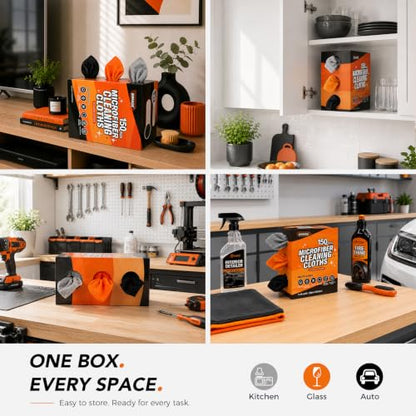 UNIMADE Microfiber Cleaning Cloth, 150 Pack Microfiber Towels for Cars - color: Grey & Orange & Black