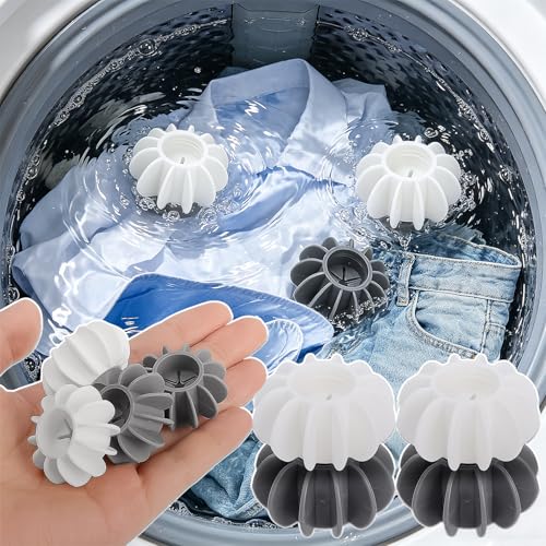 60Pcs/Set Silicone Laundry Balls Reusable Anti-Tangle Cleaning Sponge Washing Machine Pet Floating Hair Remover Tools (30Grey+30White, 4x2cm)