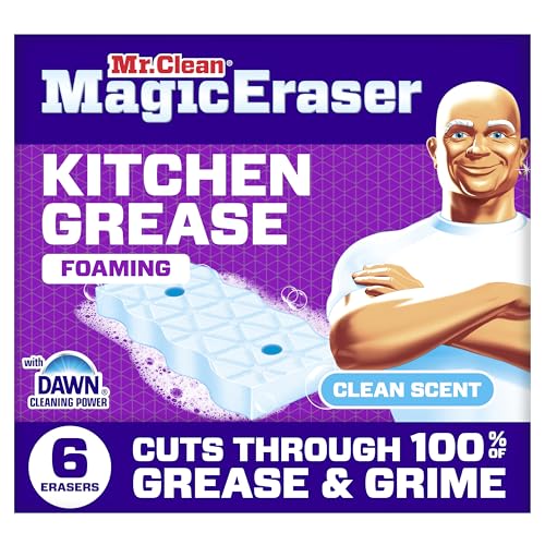 Mr. Clean Magic Eraser Foaming Sponge, Kitchen Grease Eraser, Dawn Cleaning Power, Oven Cleaner, Clean Scent, 6ct - size: 6 Count (Pack of 1), style: Upgraded Version