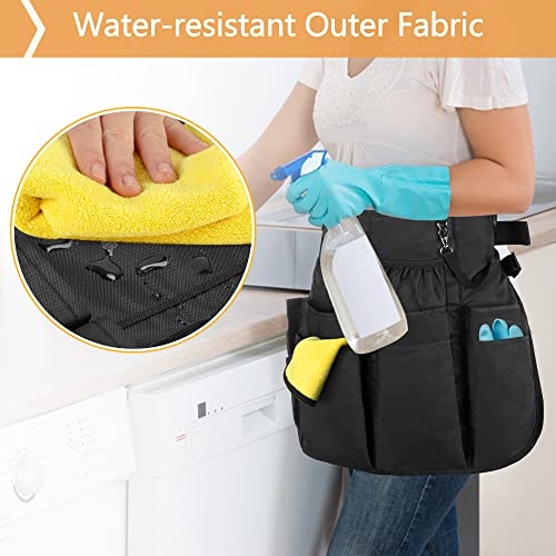 LoDrid Professional Cleaning Apron with 9 Pockets and Waist Belt, Black - color: Black