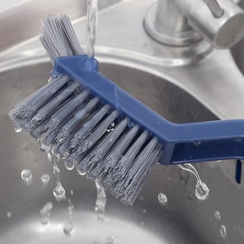 Multi-Purpose Bathroom Crevice Cleaning Brush with Ergonomic Handle for Narrow Gap Tile Edge and Window Track Scrubbing - color: Blue