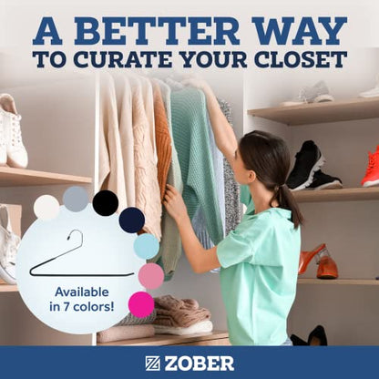Zober Pants Hangers Non Slip - Open Ended Pants and Jean Hangers for Closet - Space Saving Clothes Hanger - Strong, Durable, Metal Pant Hangers (Black 2O Pack) (Pack of 6) - size: 2O Pack (Pack of 6)