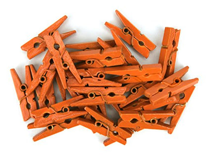 LWR CRAFTS Wooden Mini Clothespins 200 Per Pack 1" 2.5cm (Orange) - color: Orange