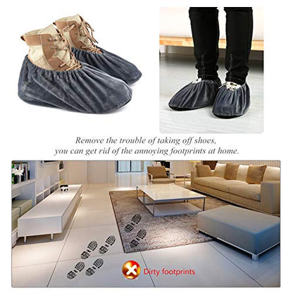 PlasMaller 5 Pairs Non Slip Washable Reusable Shoes Covers For Household Thickened Boots, Grey, L - color: Grey, size: Large
