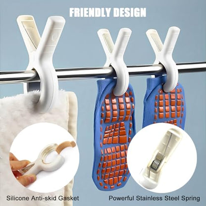 Beach Towel Clips Heavy Duty, Towel Clip for Beach Sun Loungers Pool Chairs Cruise, Large Clothes Pins Windproof Laundry Hanging Pegs Outdoor