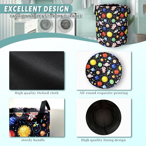 Funny Astronaut Laundry Basket Oxford Cloth Foldable Hamper 18.9x16.5In - color: Funny Astronaut Colorful Planet