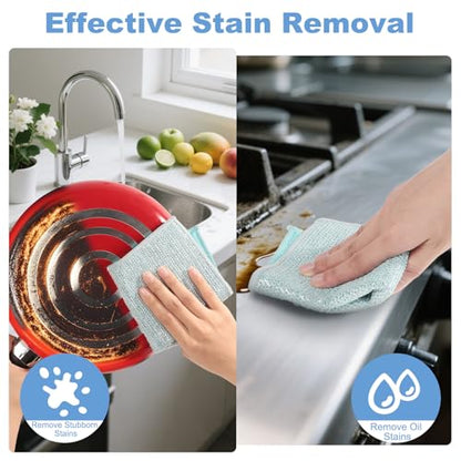 10pcs New Upgrade 2-Layer Microfiber Wire Dishcloth,Blue - color: 10pcs Blue