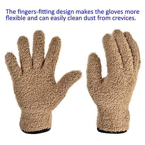 M METERXITY Dust Removal Gloves - Household Cleaning Mitts Soft & Durable, Apply to Kitchen/Garden/Room - color: Brown