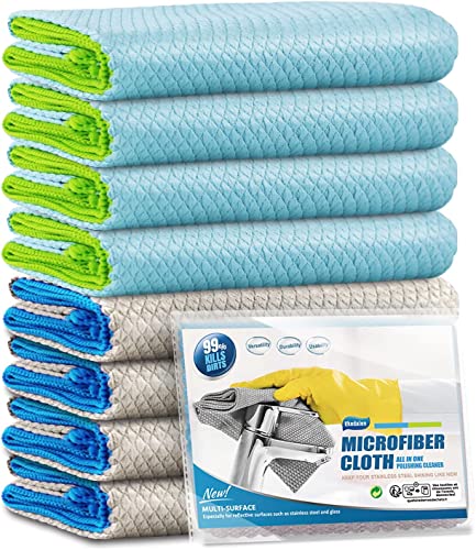 Ekedalen Microfiber Cleaning Cloth Lint Free Glass Polish, Blue & Grey - color: Blue & Grey