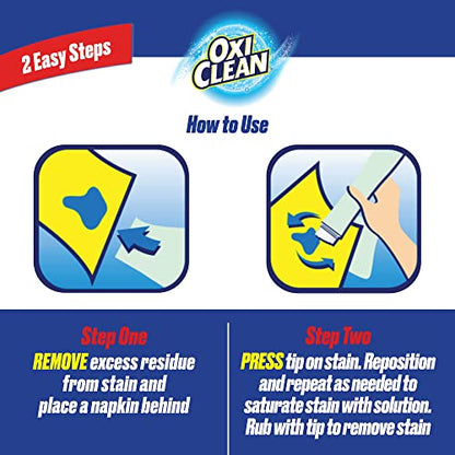 OxiClean On The Go Stain Remover Pen for Clothes, Portable Instant Stain Remover Stick with Scrubber Tip, Travel-Friendly Pen for Clothes Laundry, for Food Drink Cosmetics, 6 Count