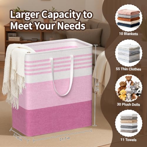 WOWBOX 2 Pack Laundry Baskets, Collapsible Dirty Clothes Laundry Hampers - color: Pink, size: 100L