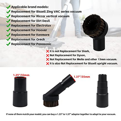 RDEXP Round Dust Brush 25mm Horse Hair 1.25" Vacuum Attachment Replacement,Perfect for Vacuuming Sofas and Baseboards,Use a Rubber Will Help It Fit Better