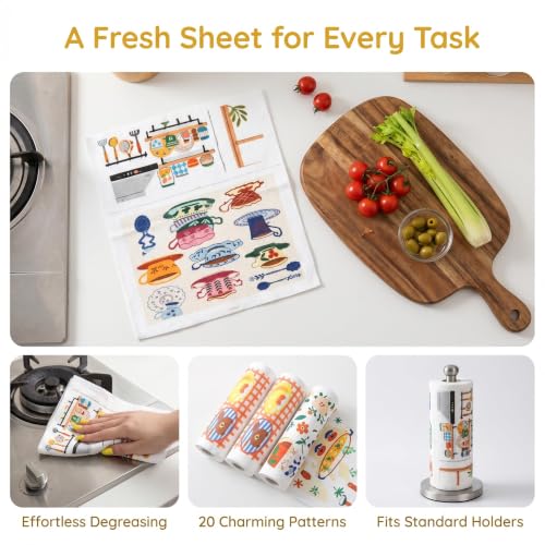 Printed Kitchen Cleaning Cloth Roll, Thick Absorbent Hand-Tear Lazy Cloth - color: Dish