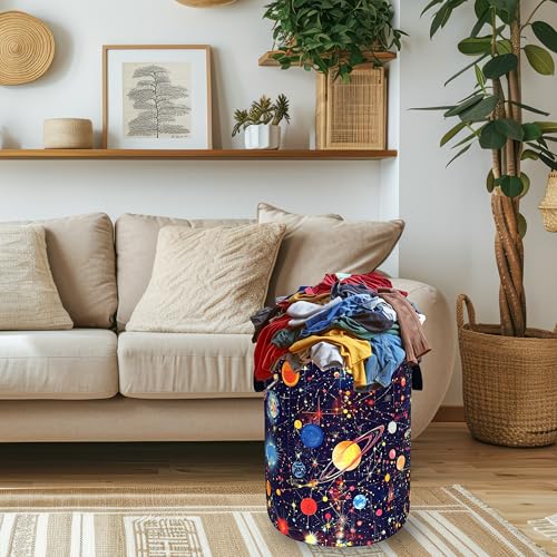 Planets Galaxy Laundry Basket Oxford Cloth Foldable Hamper 18.9x16.5 Inch - color: Watercolor Starry Sky Galaxy Planets