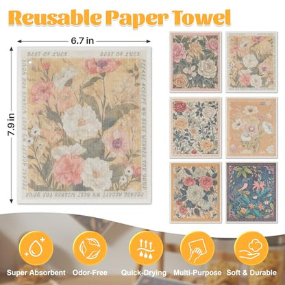 JOYMOOP 6 Pack Dishcloths for Kitchen, Reusable Absorbent Non-Scratch Cleaning Cloths, Washable Quick-Drying Rags for Cookware and Household, 6.7×7.9 Inch - color: Quiet Luxury [6 Pcs]